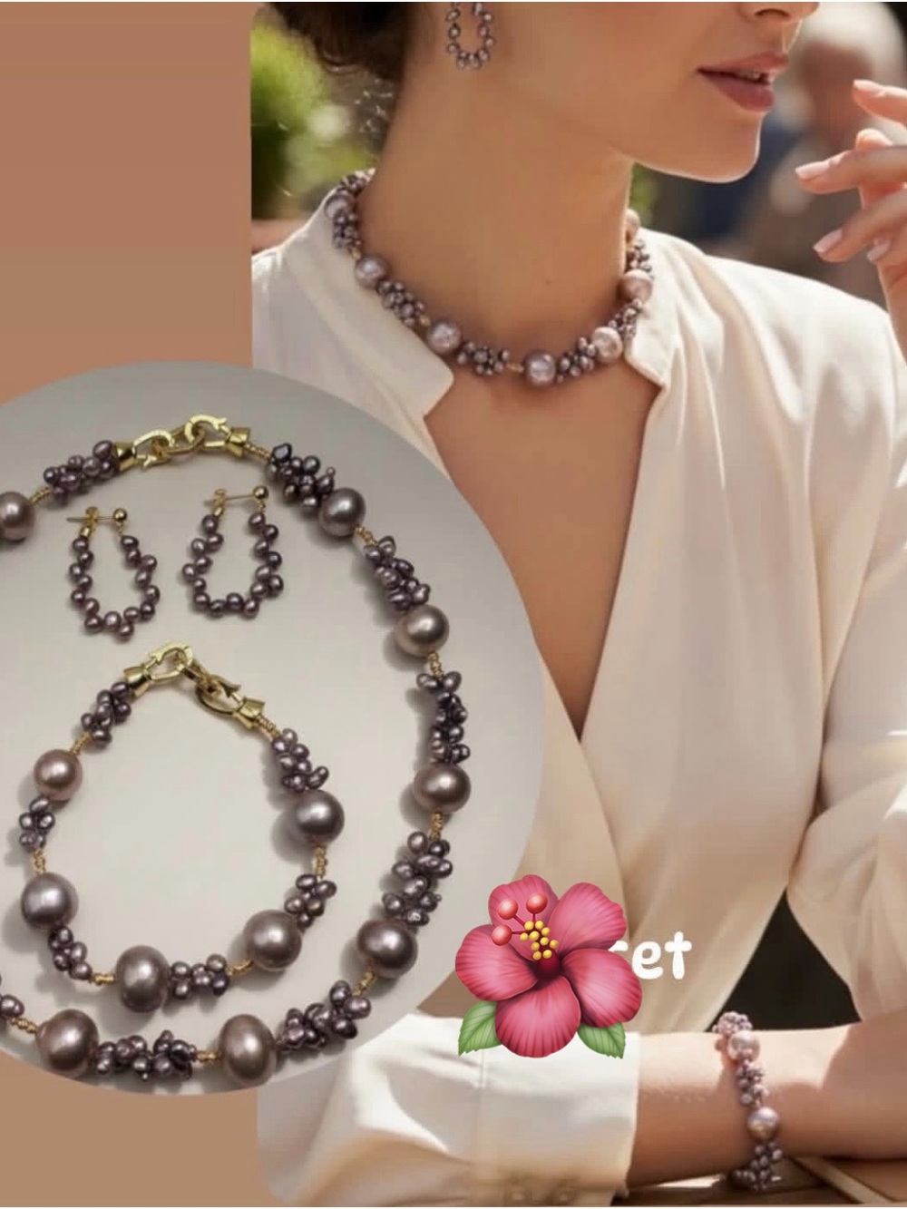 Authentic Fresh water pearl set.. Earrings, necklace and bracelets